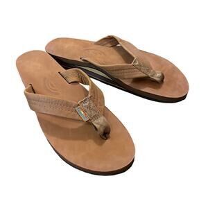Rainbow Double Layer Premier Leather Sandal with Arch Support Redwood Womens 10